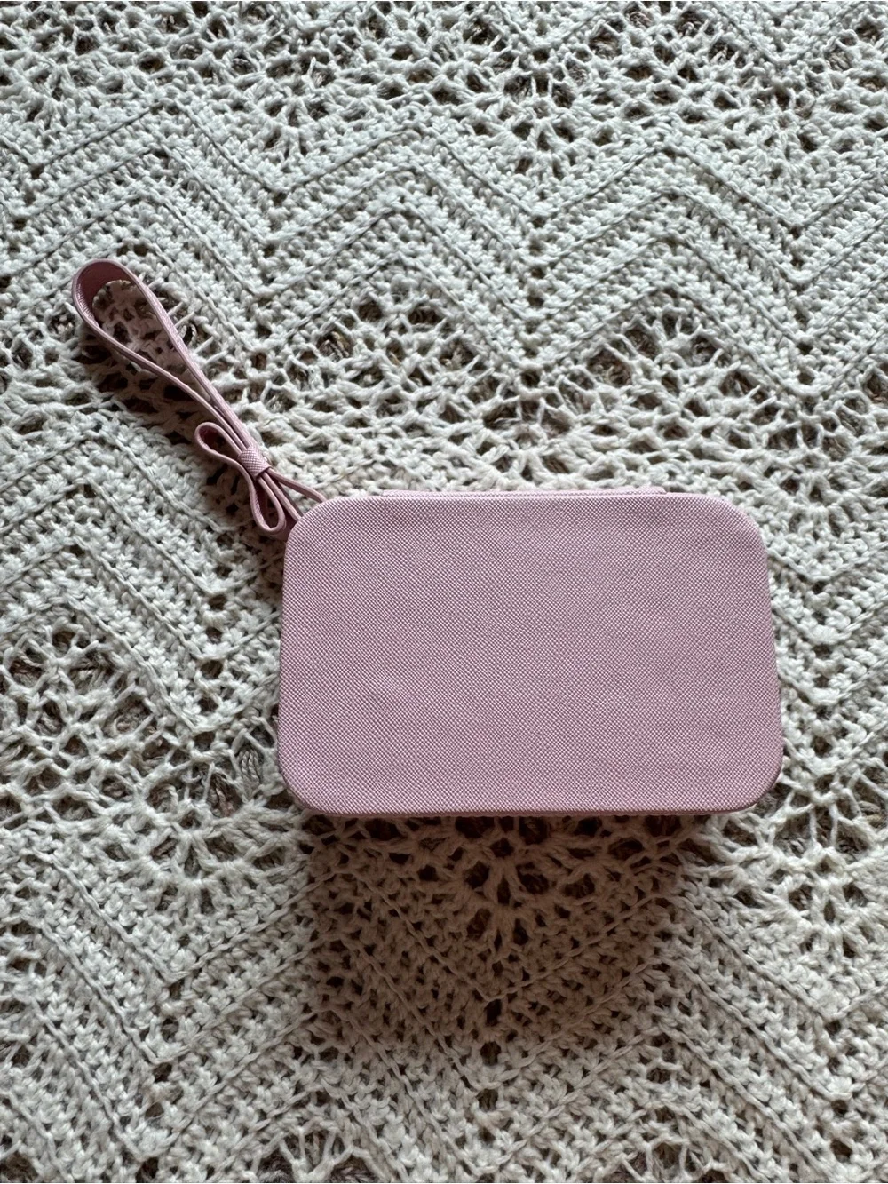 Pandora Blush Pink Faux Saffiano Leather Travel Jewelry Case For Charm Bracelet